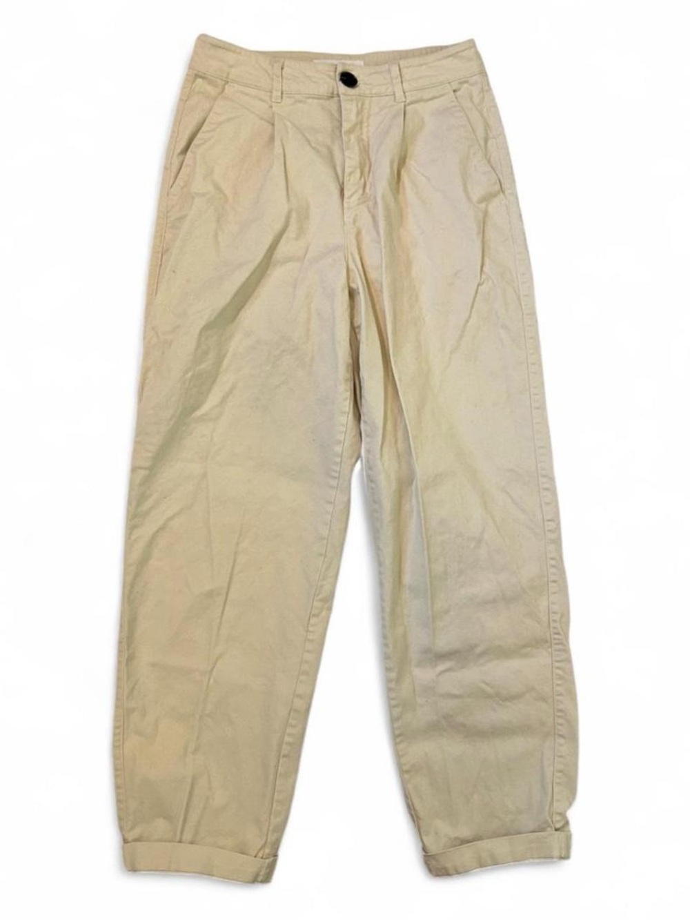 Mango Beige Pleated High Waisted Balloon Chino Pants